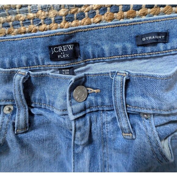 J Crew Jeans Womens Size 29 Blue Slim Straight Medium Wash Denim Raw Hem Pants - Picture 6 of 7